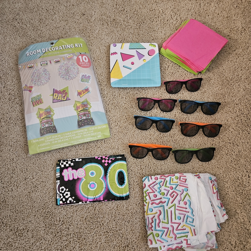 80s Party Room Decorating Kit with Sunglasses